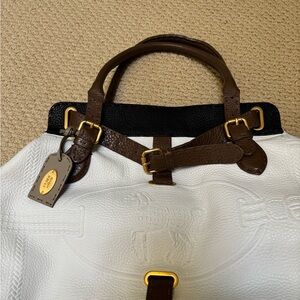 Fendi White and Brown Leather Tote